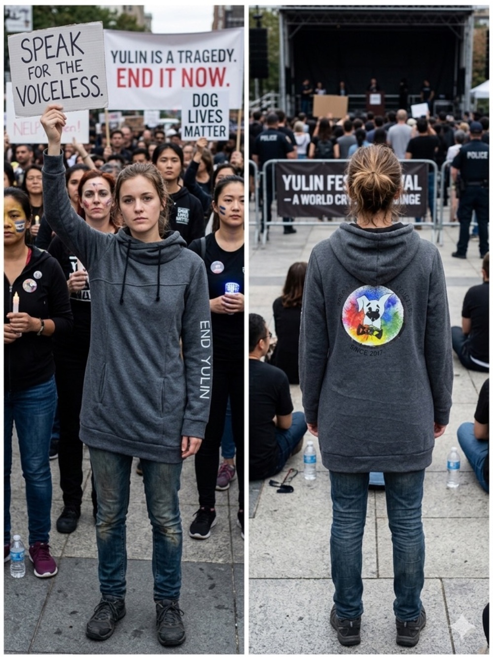 Dark Gray Long Pullover Hoodie with Colorful Back Graphic End Yulin